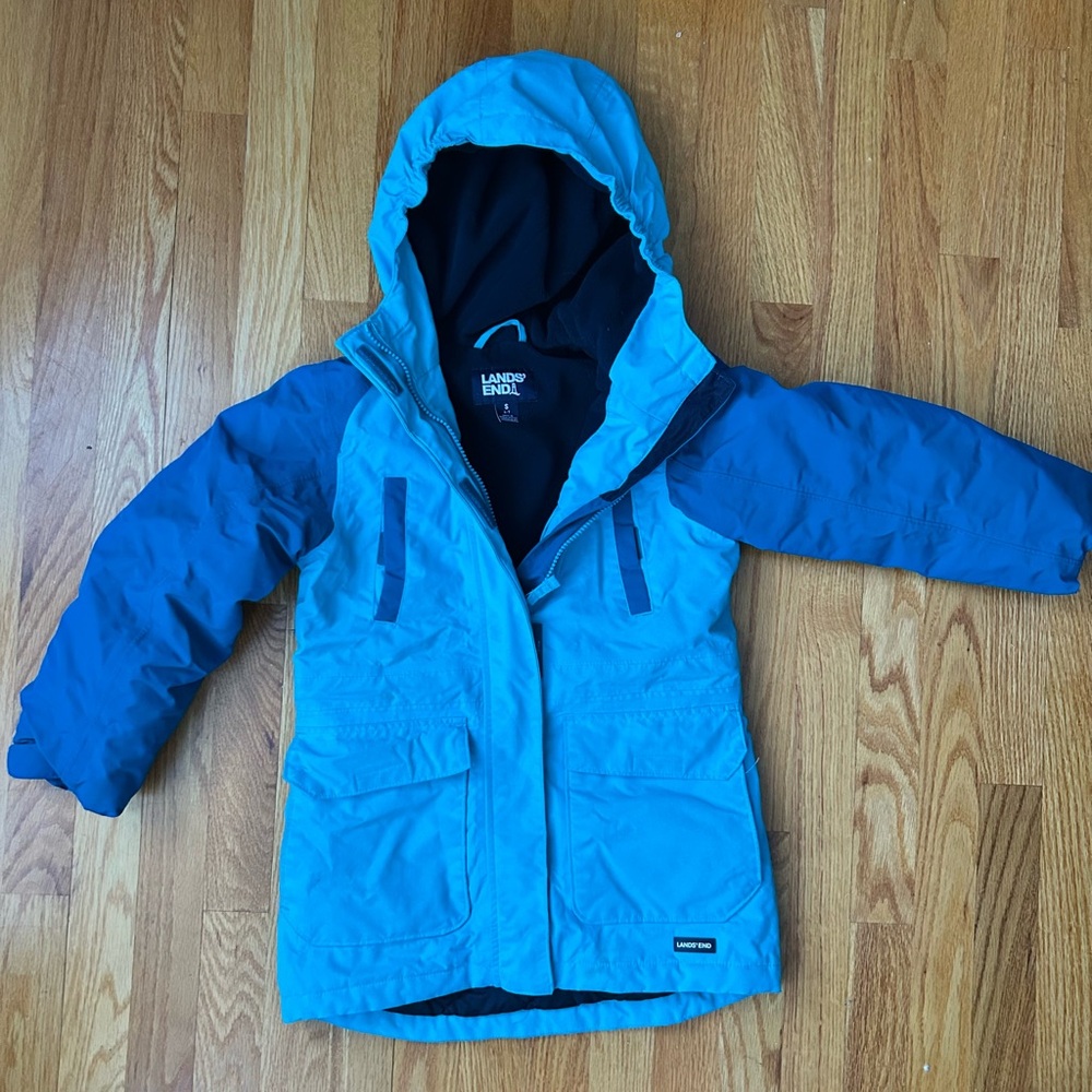 Lands End Kids Sise S 6/7 Duotone Blue Winter Jacket - Picture 1 of 3